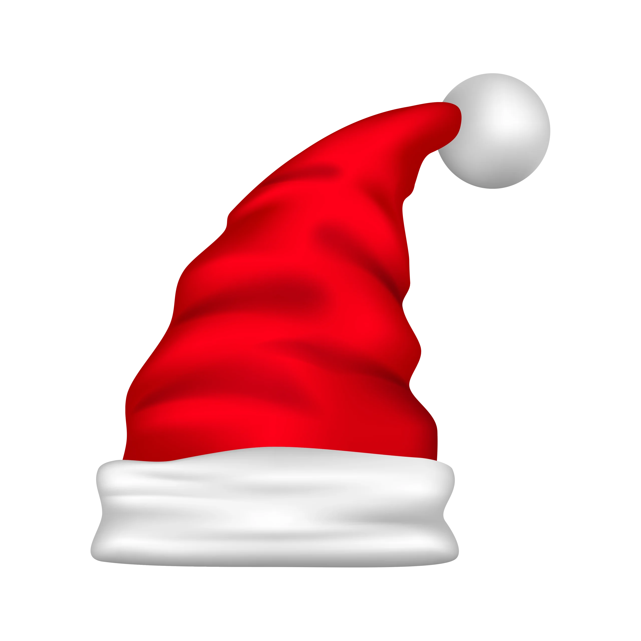 Classic Red and White Santa Claus Hat Clipart with Fluffy Trim Design
