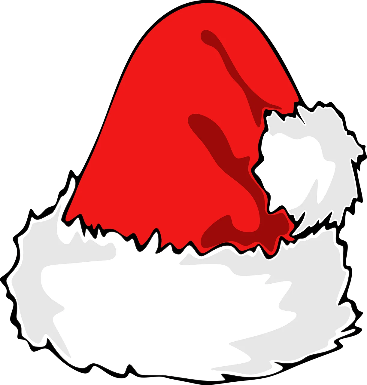 Classic Red and White Santa Hat Clipart - Festive Holiday Headwear Design