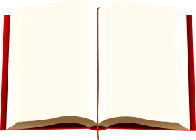 Classic Red-Bordered Open Book Clipart Illustration with Blank Pages