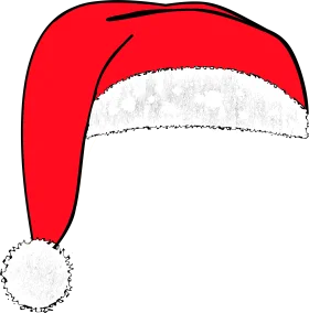 Classic Red Santa Claus Hat Clipart with White Fluffy Trim and Pompom