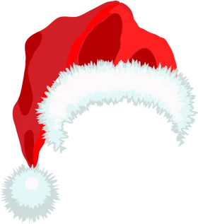 Classic Santa Claus Hat Clipart with Fluffy White Trim and Playful Pom-Pom