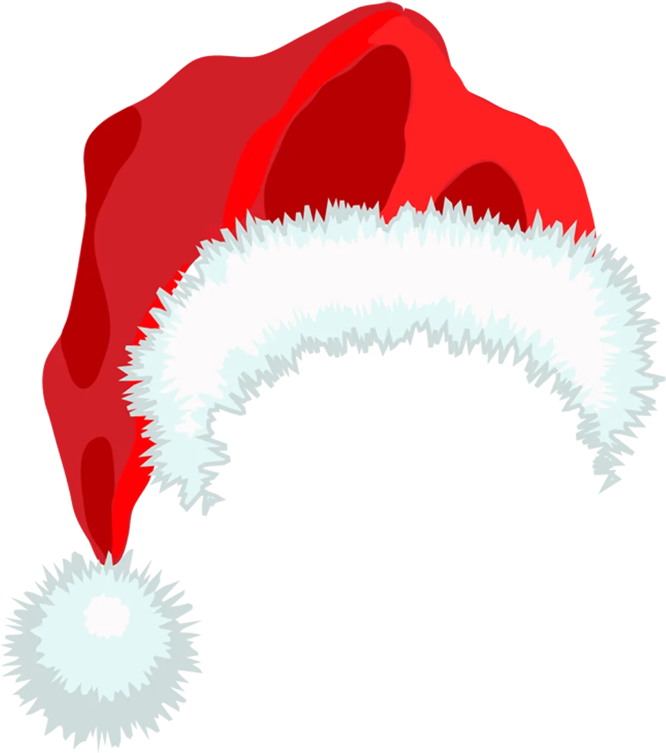 Classic Santa Claus Hat Clipart with Fluffy White Trim and Playful Pom-Pom