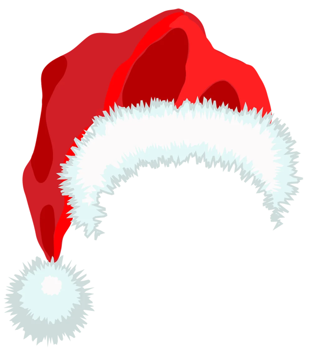 Classic Santa Hat Clipart Design with Fluffy White Trim and Soft Red Color
