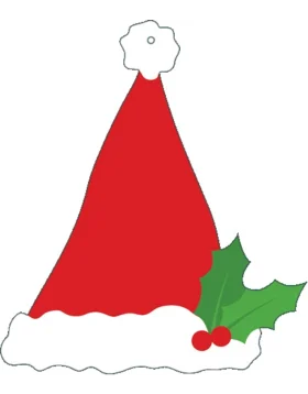 Classic Santa Hat Clipart with Holly Leaf and Berries Design