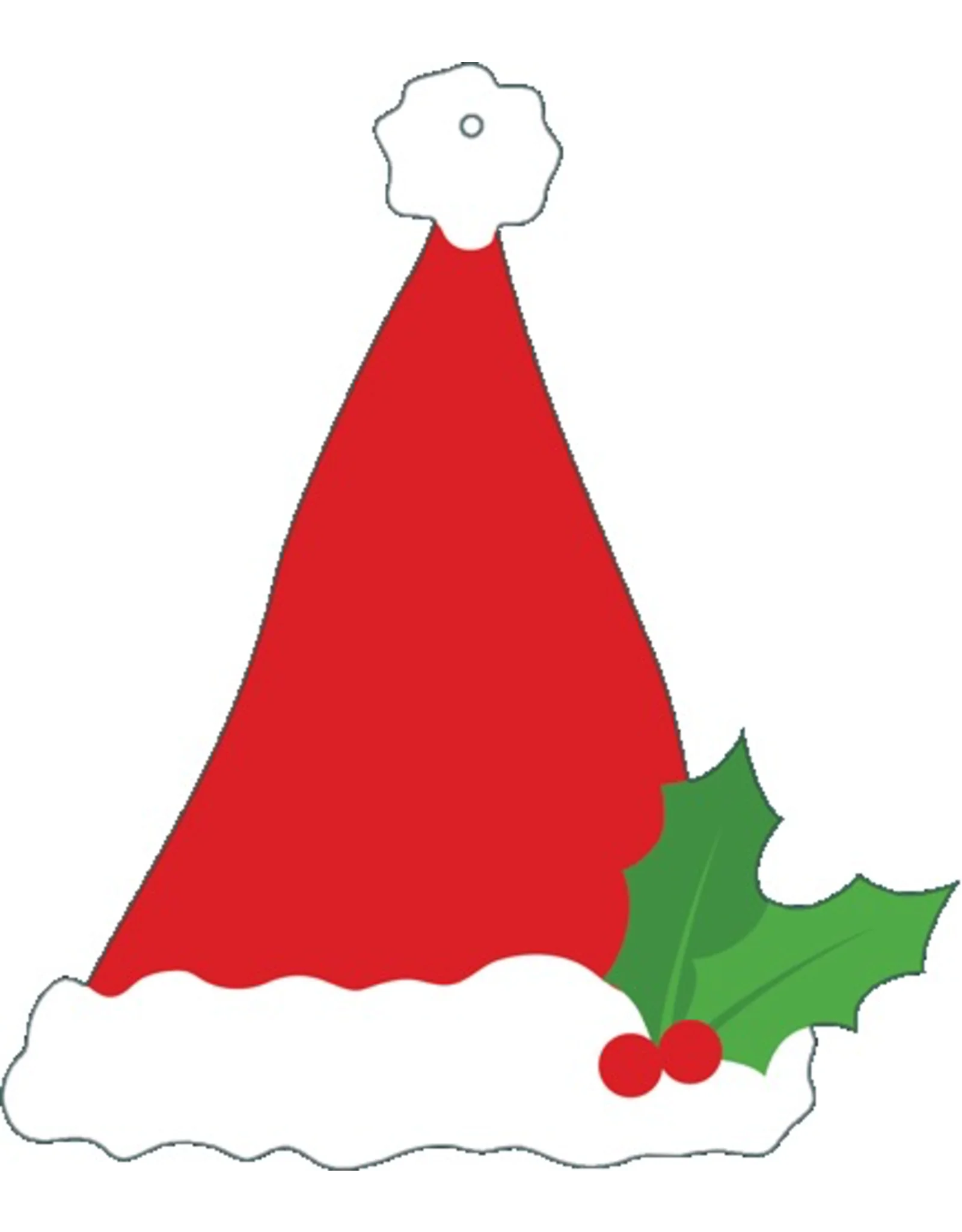 Classic Santa Hat Clipart with Holly Leaf and Berries Design