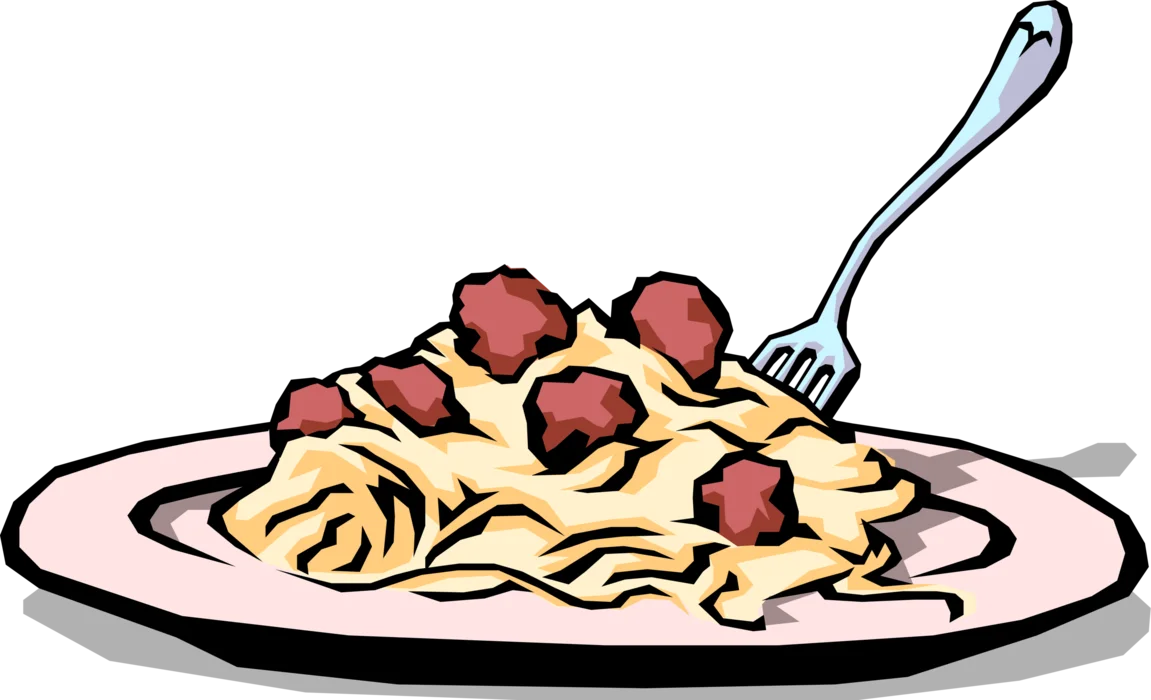 Classic Spaghetti and Meatballs Clipart - Delightful Culinary Illustration