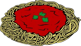 Classic Spaghetti and Tomato Sauce Pasta Dish Minimalist Clipart Design