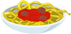 Delightful Cartoon Spaghetti with Meatballs Clipart Illustration