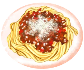 Delightful Spaghetti Bolognese Clipart with Cheese Sprinkled on Top