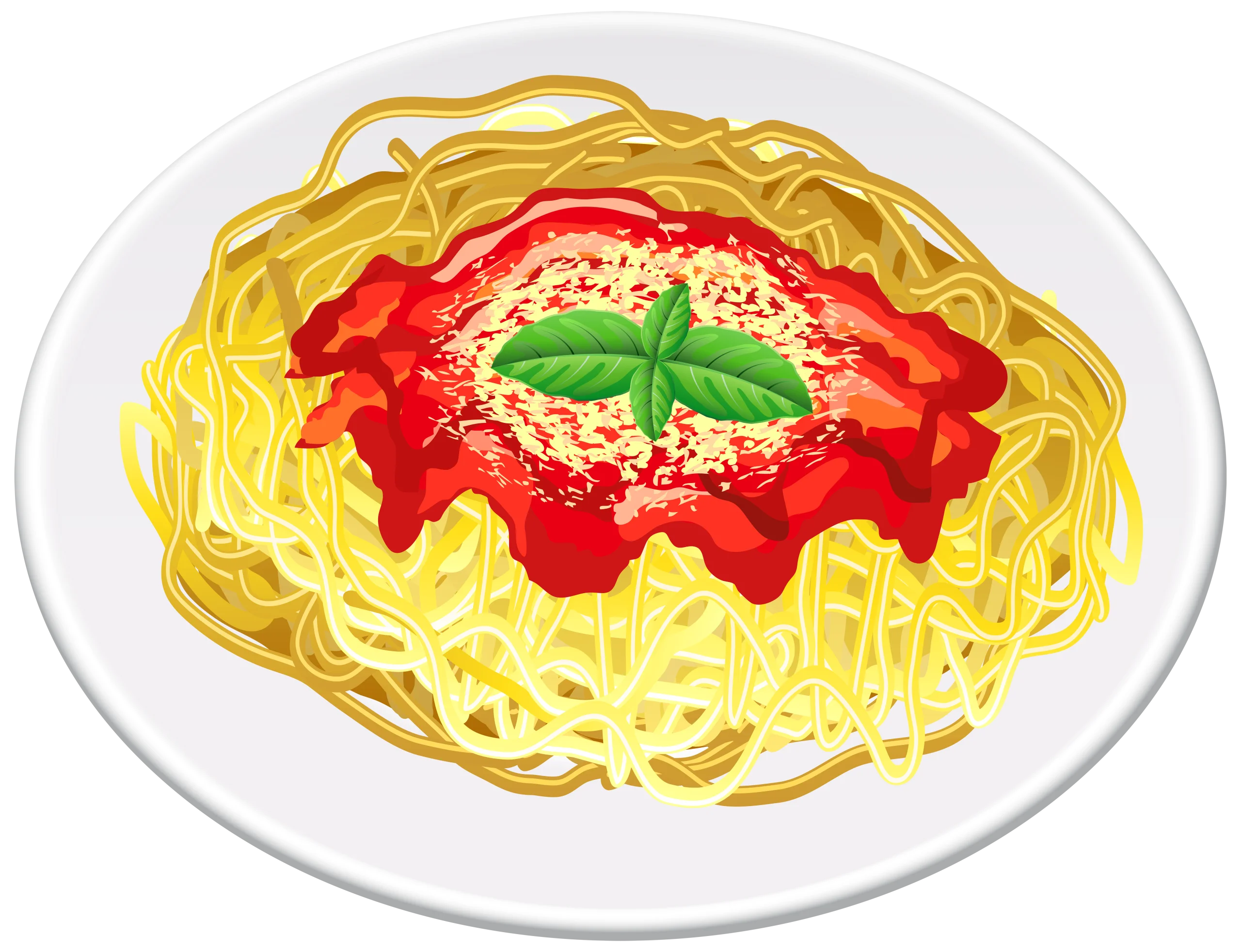 Delightful Spaghetti Pasta Clipart with Tomato Sauce and Fresh Herb Garnish