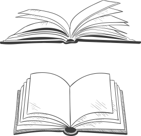 Elegant Black and White Open Book Clipart Illustration for Reading Enthusiasts