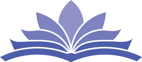 Elegant Blue Book Clipart: Stylized Open Pages Forming Lotus-Like Silhouette