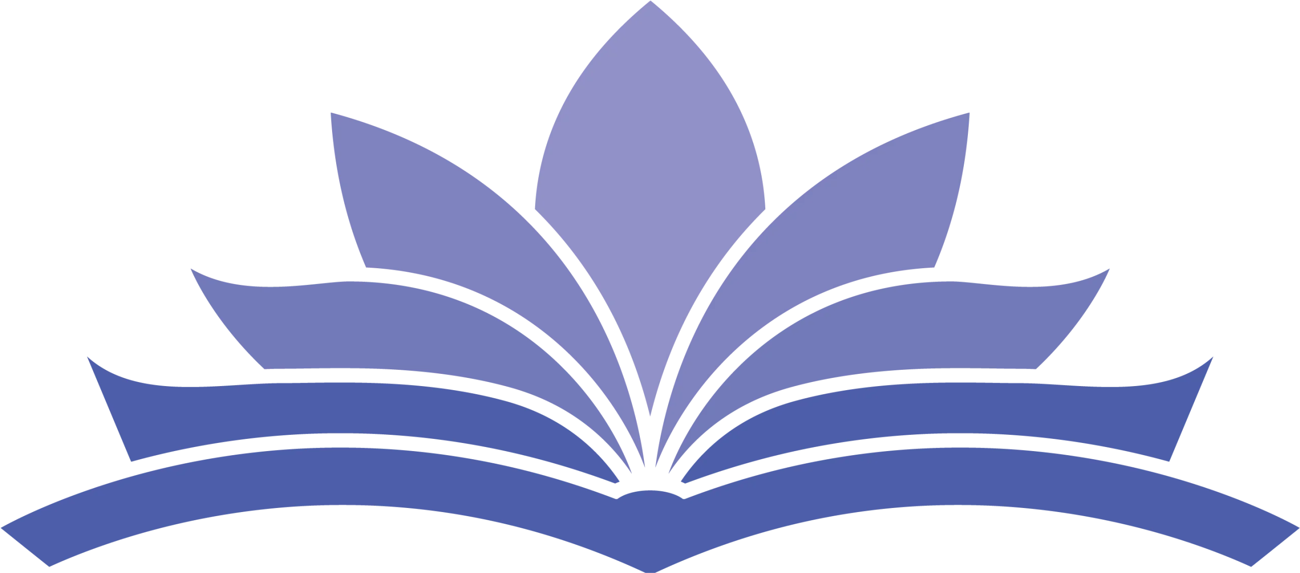 Elegant Blue Book Clipart: Stylized Open Pages Forming Lotus-Like Silhouette
