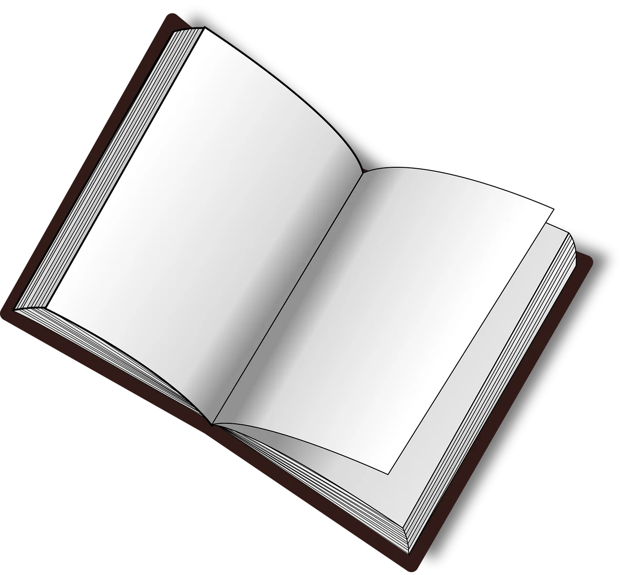 Elegant Open Book Clipart Illustration with Pristine White Pages and Dark Binding