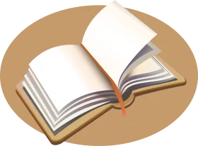 Elegantly Illustrated Open Book Clipart with Turning Pages on Warm Background