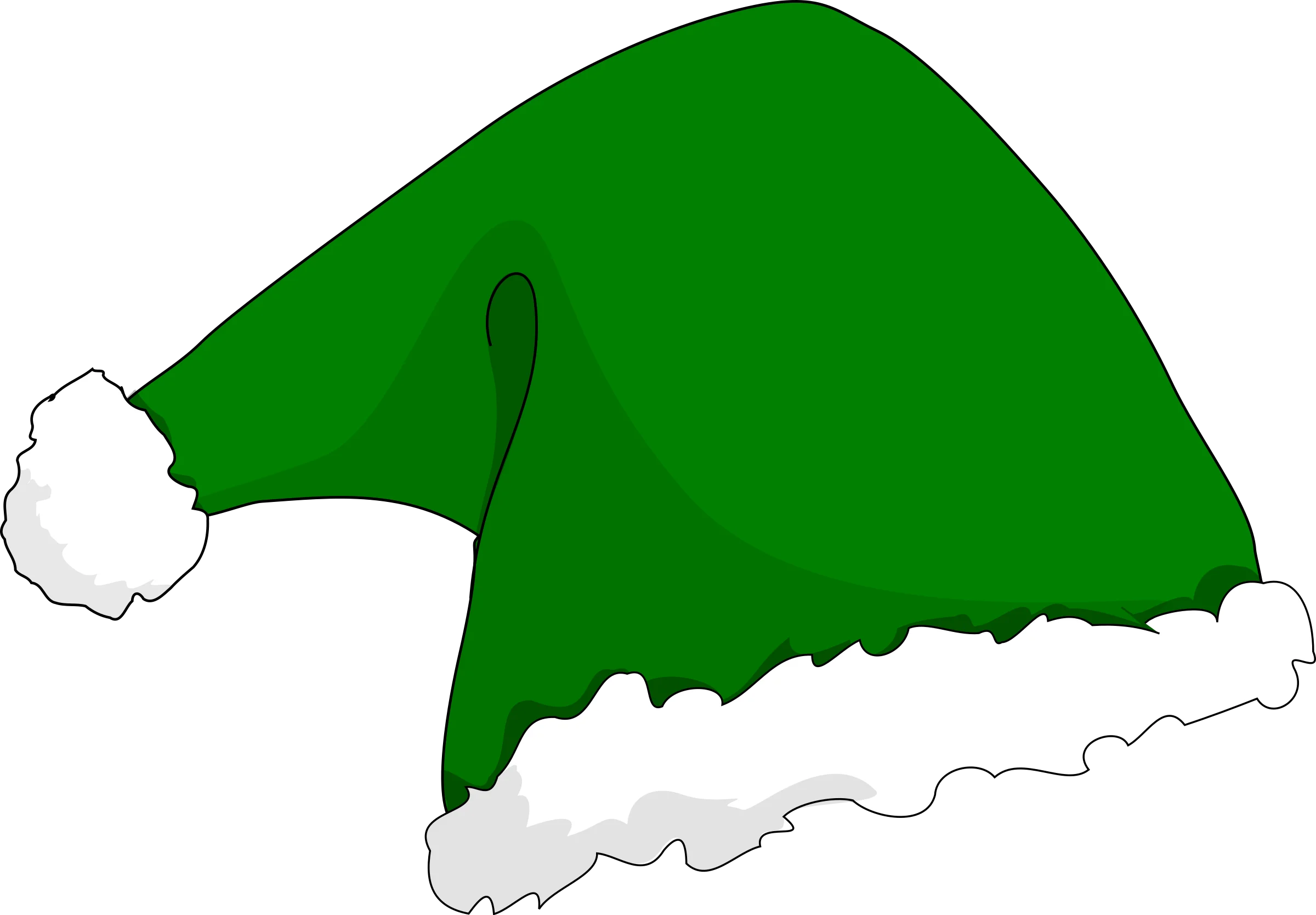 Festive Green Santa Hat Clipart with Fluffy White Trim and Playful Design