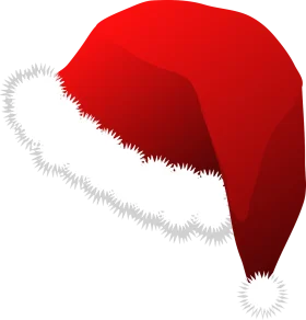 Festive Red Santa Hat Clipart with Soft White Fluffy Trim Design
