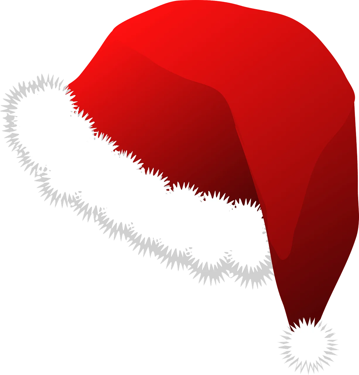 Festive Red Santa Hat Clipart with Soft White Fluffy Trim Design