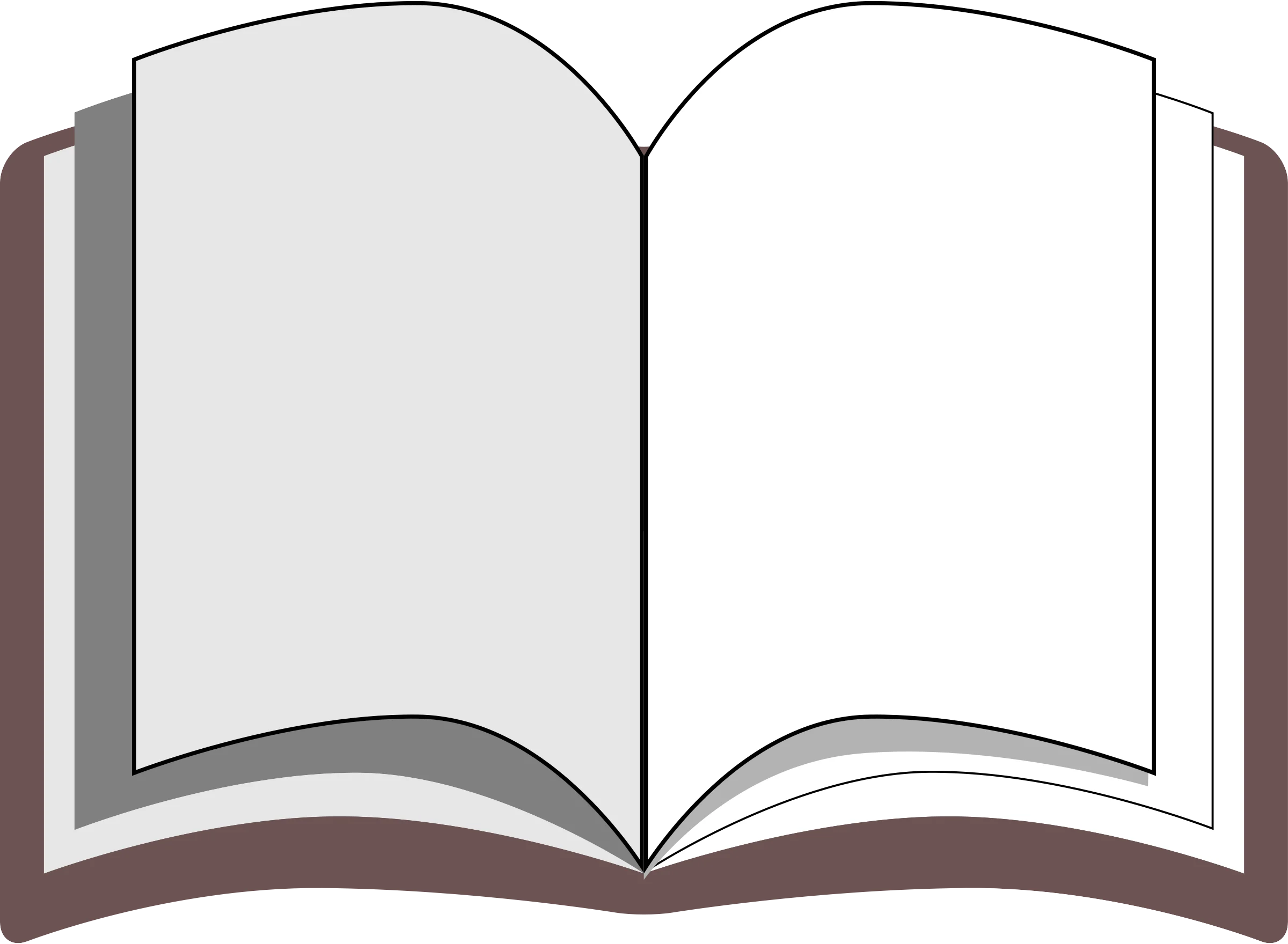 Minimalist Open Book Clipart Illustration with Soft Shaded Pages