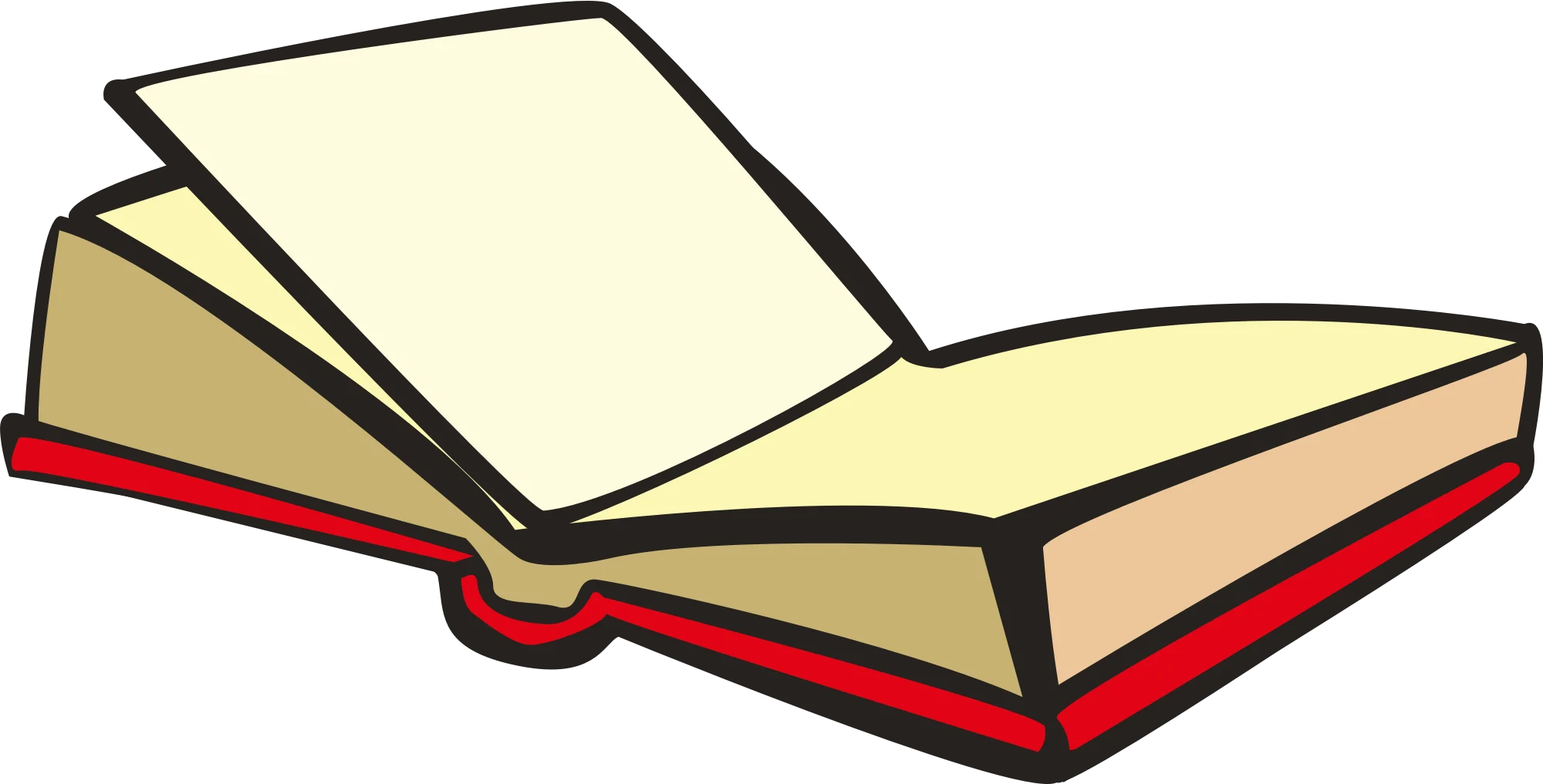 Minimalist Open Book Clipart with Soft Cream Pages and Red Border Outline