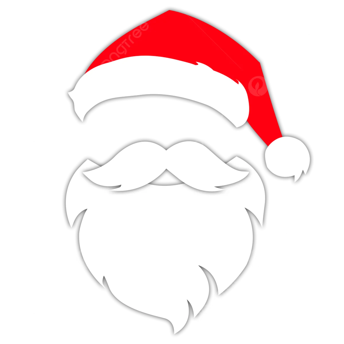 Minimalist Santa Claus Face Outline Clipart - Simple Holiday Graphic Design