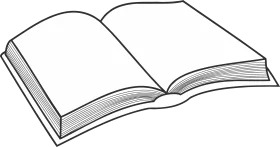 Simple Monochrome Open Book Clipart Illustration with Clean Lines