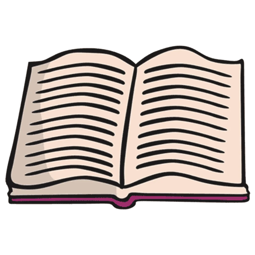 Simplistic Open Book Clipart Illustration with Curved Pages and Soft Tones
