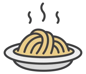 Steamy Spaghetti Pasta Plate Clipart: Delicious Noodle Illustration with Wavy Aroma