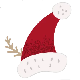 Whimsical Christmas Santa Hat Clipart with Playful Snowflake Accents