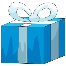 Charming Blue and Silver Gift Box Clipart with Elegant Bow Design
