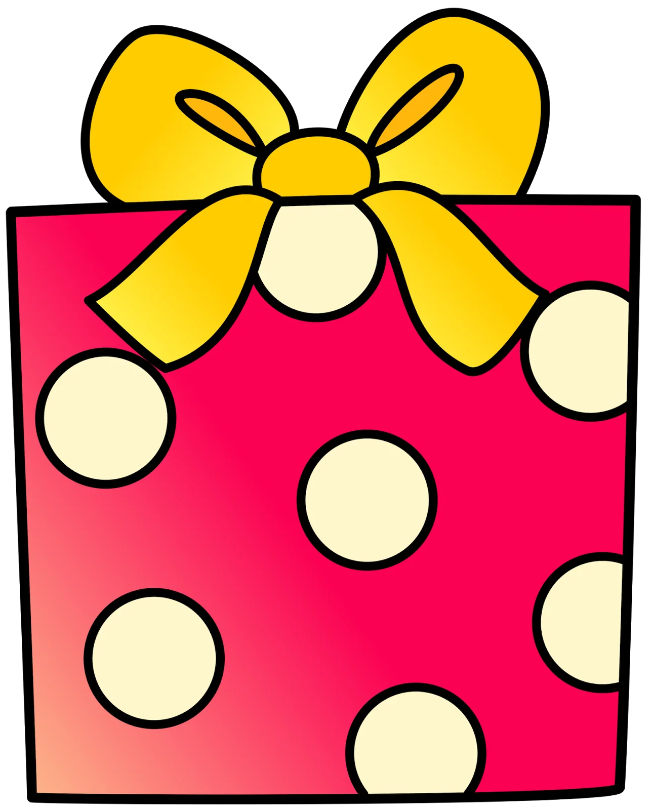 Cheerful Polka Dot Gift Box Clipart with Sunny Yellow Bow