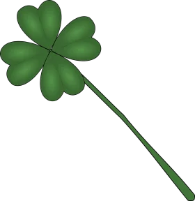 Classic Green Four-Leaf Clover Clipart: Lucky Symbol of Fortune and Hope