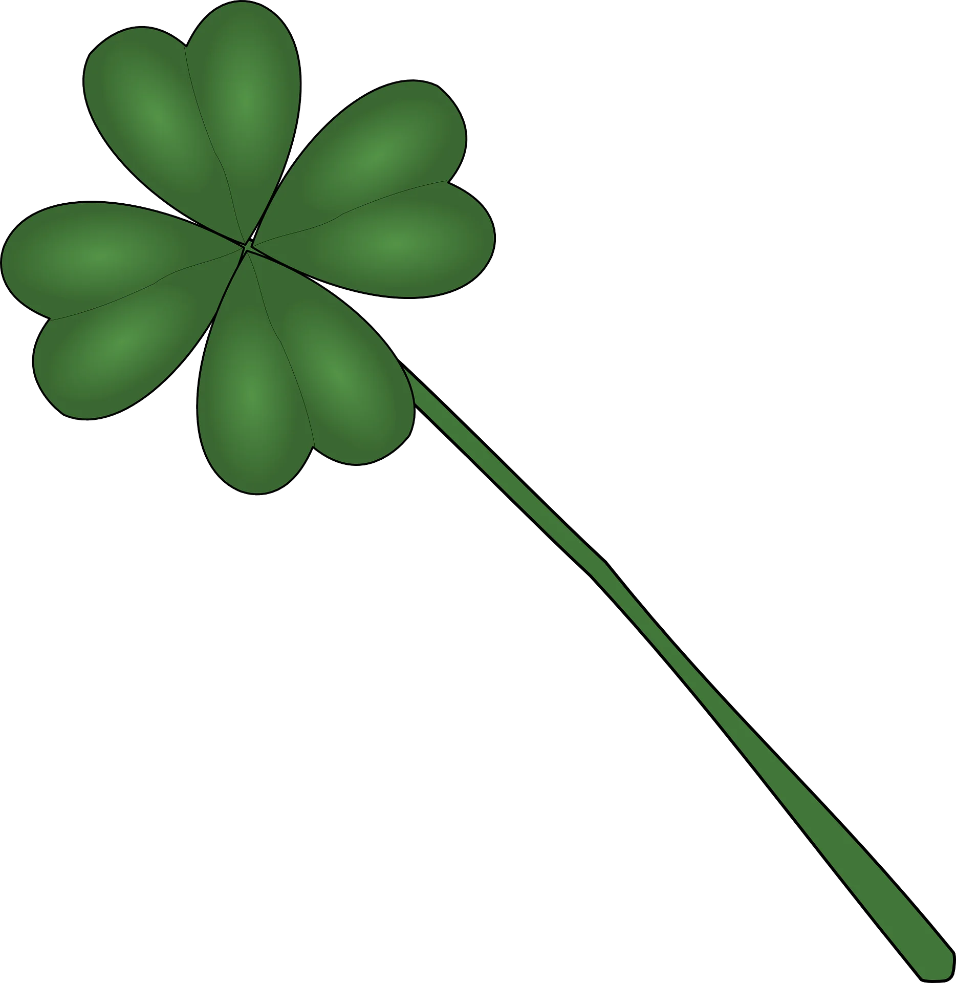 Classic Green Four-Leaf Clover Clipart: Lucky Symbol of Fortune and Hope