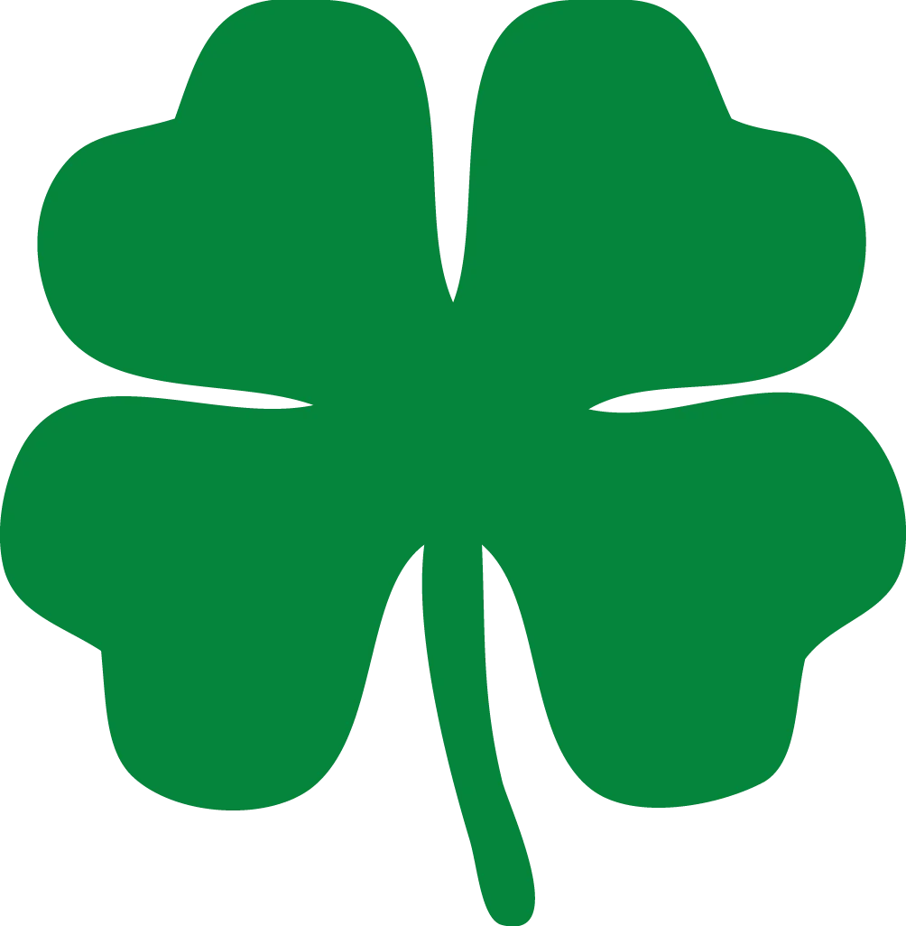 Classic Green Four-Leaf Clover Clipart Symbolizing Luck and Fortune