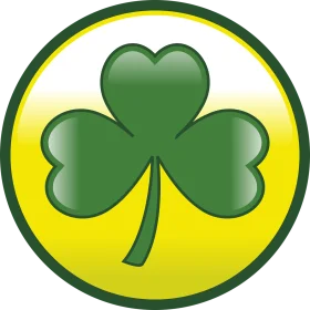 Classic Green Three-Leafed Shamrock Clipart Design on Bright Yellow Circle