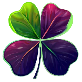 Digital Artistic Four-Leaf Clover Clipart with Gradient Color Transition