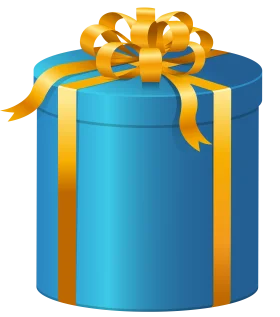 Elegant Azure Blue Cylindrical Gift Box with Golden Ribbon Clipart Illustration