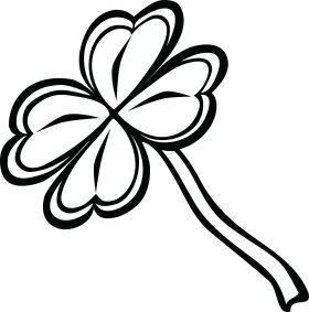 Elegant Black and White Four Leaf Clover Clipart Design with Graceful Lines