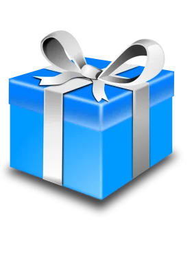 Elegant Blue Gift Box Clipart with Silver Ribbon and Bow