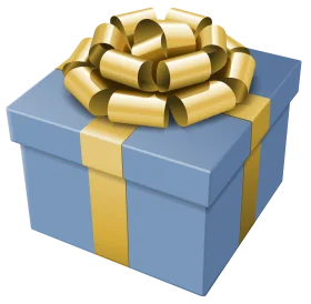 Elegant Blue Gift Box with Golden Ribbon Clipart - Sophisticated Present Design