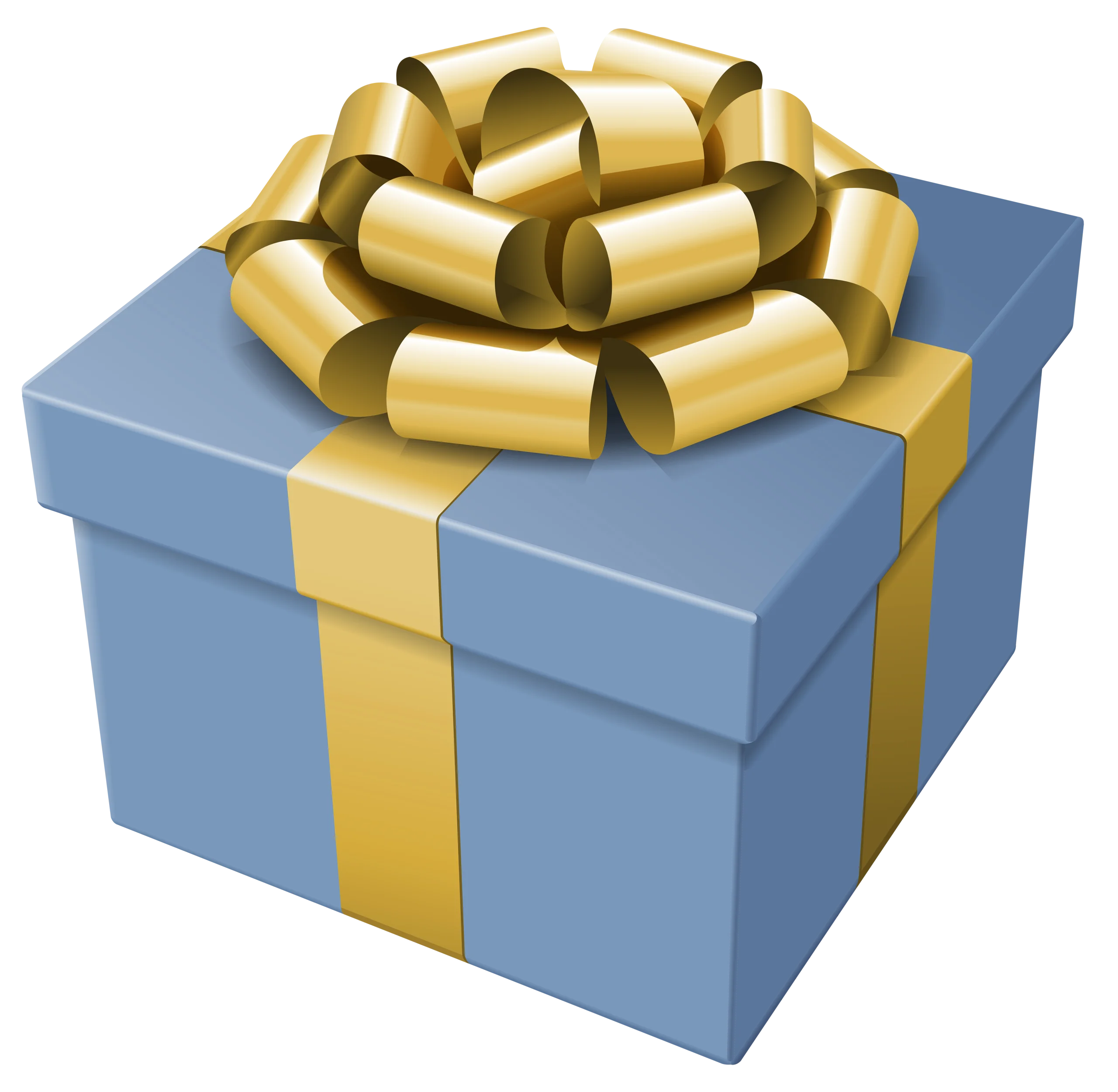 Elegant Blue Gift Box with Golden Ribbon Clipart - Sophisticated Present Design