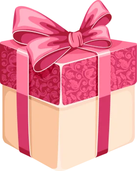 Elegant Pink and Cream Gift Box Clipart with Luxurious Bow Design