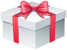 Elegant White Gift Box with Glossy Red Ribbon Bow Clipart Design