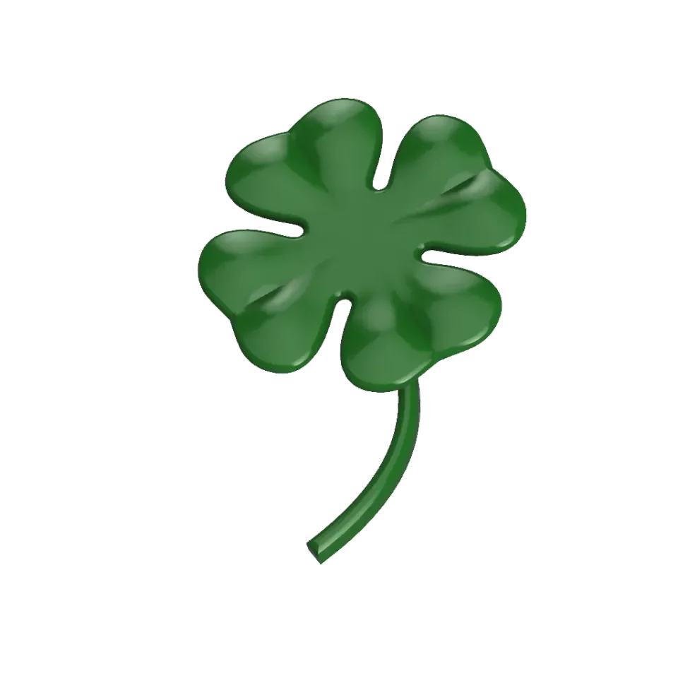 Emerald Green Four-Leaf Clover Clipart: Lucky Symbol of Fortune and Hope