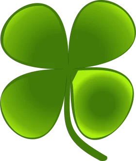 Emerald Green Four-Leaf Clover Clipart - Lucky Symbol of Good Fortune