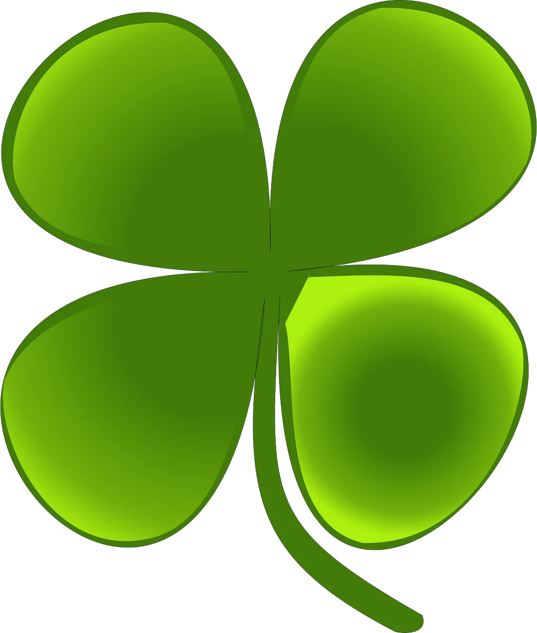 Emerald Green Four-Leaf Clover Clipart - Lucky Symbol of Good Fortune