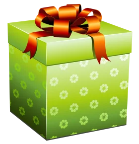 Festive Green Gift Box with Orange Ribbon Clipart Design