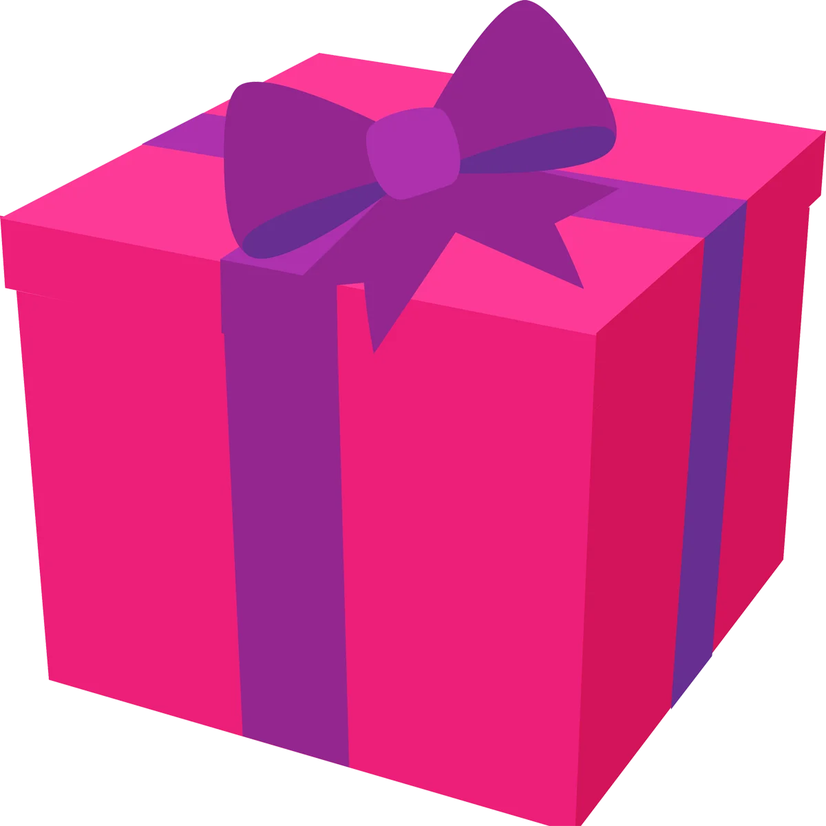 Festive Hot Pink and Purple Ribbon-Wrapped Gift Clipart Design