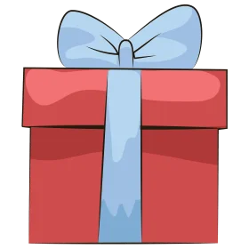 Festive Red Gift Box with Elegant Blue Ribbon Clipart Design Element
