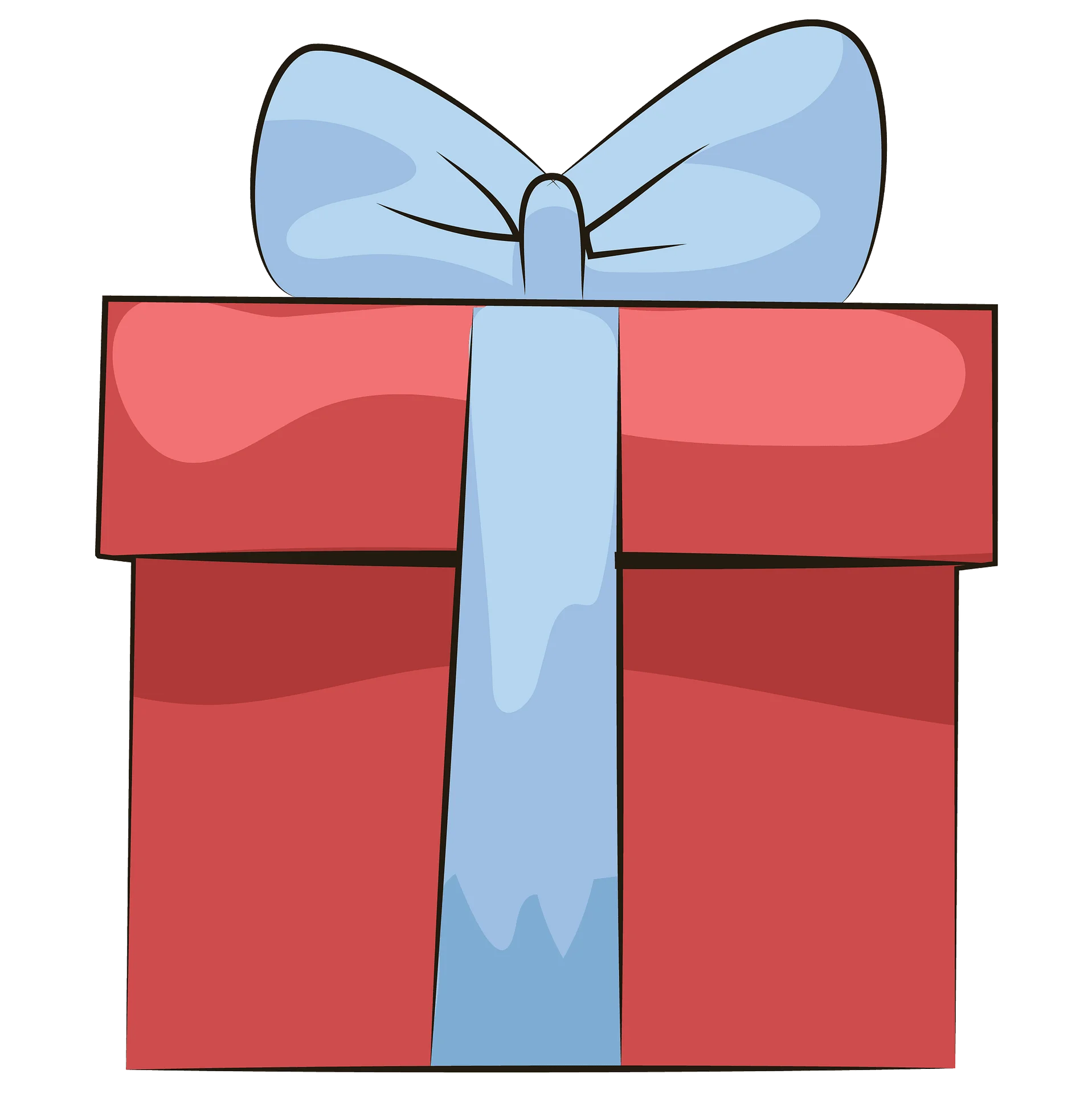 Festive Red Gift Box with Elegant Blue Ribbon Clipart Design Element